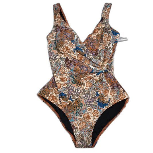 Myer Cross-Waist Buckle Multicoloured One Piece Padded Swimsuit Ladies Size 10
