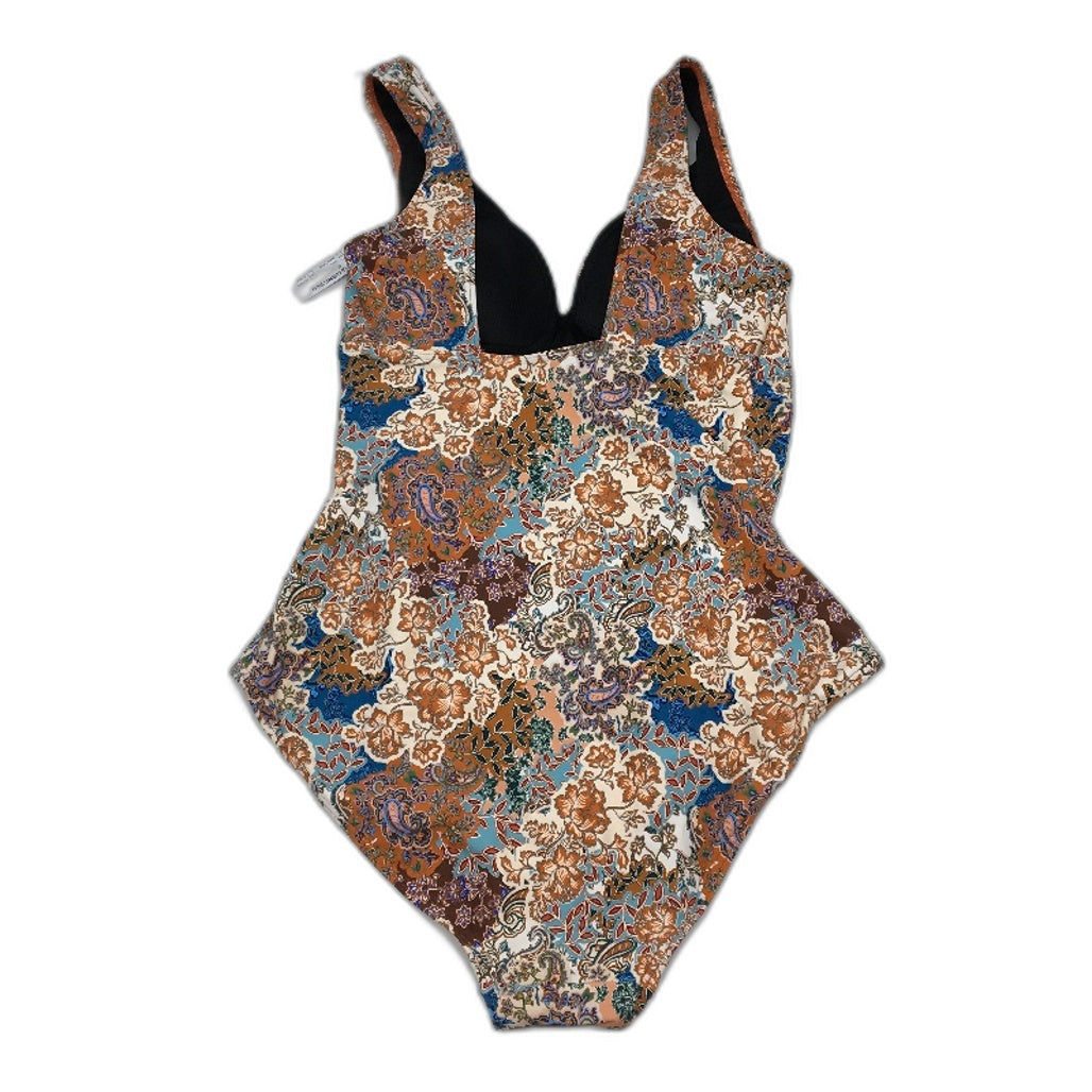 Myer Cross-Waist Buckle Multicoloured One Piece Padded Swimsuit Ladies Size 10