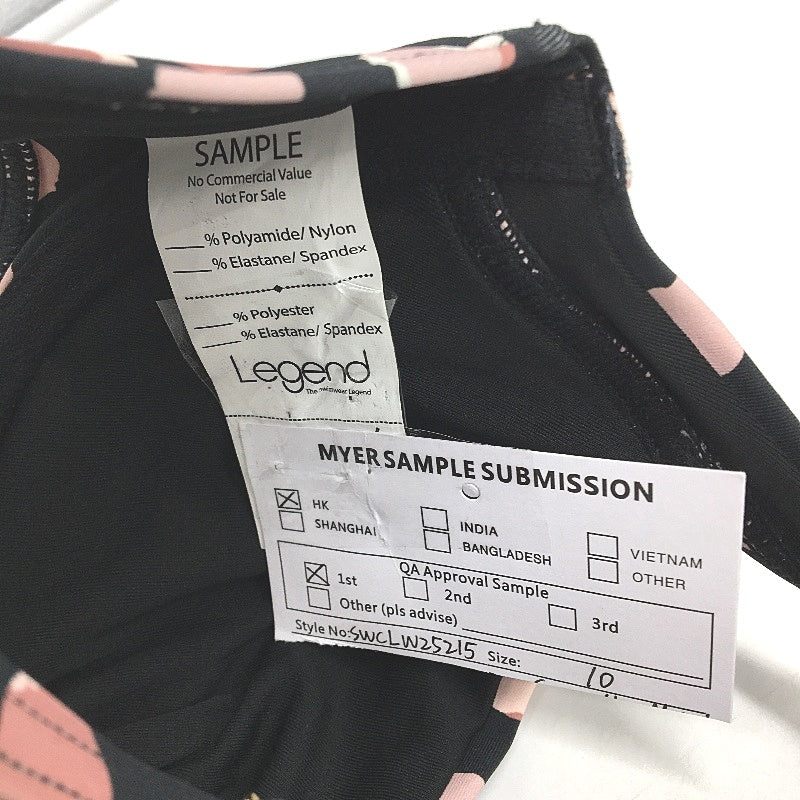 Myer Black & Pink Spotted Underwire Strap Swim Bikini Top Ladies Size 10