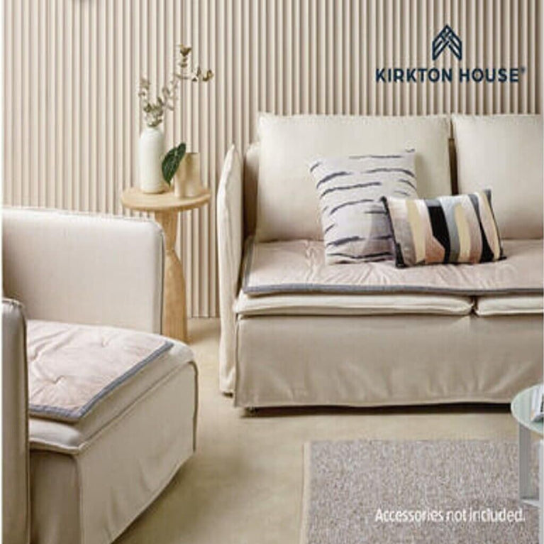 Kirkton House 3 Pack Velvet Linen-Look Beige Square Sofa Pad 70cm x 70cm