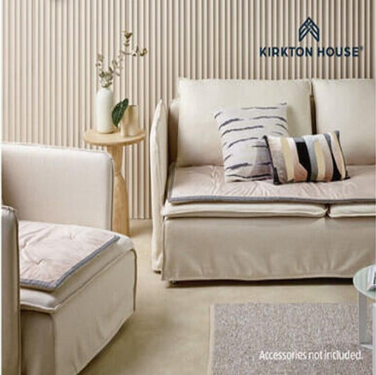 Kirkton House 3 Pack Velvet Linen-Look Beige Square Sofa Pad 70cm x 70cm