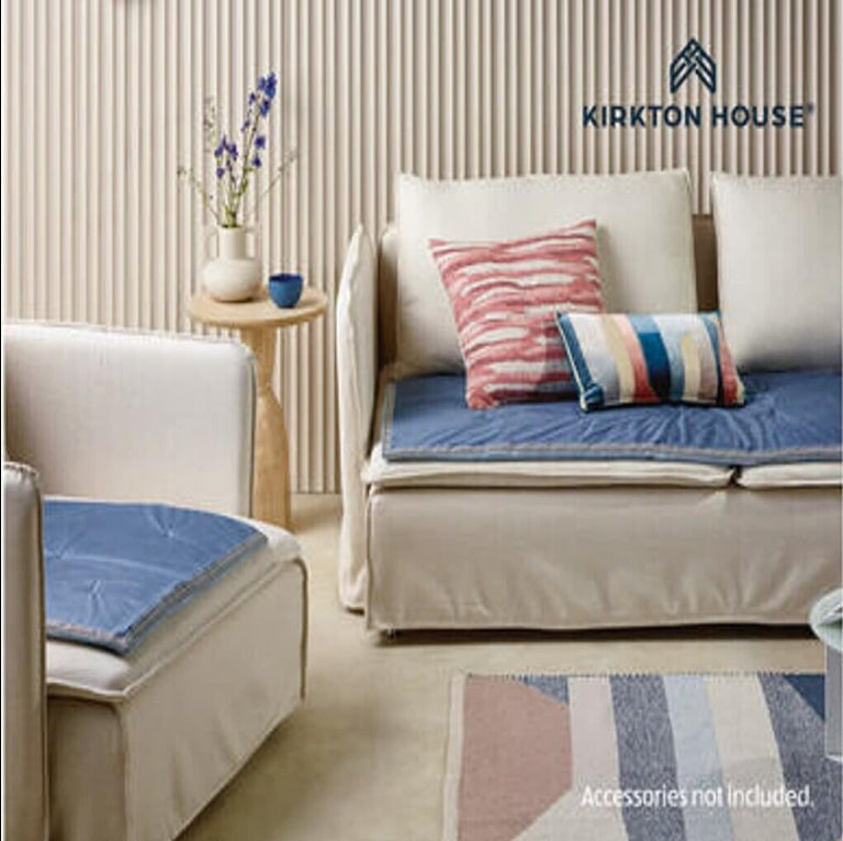 Kirkton House 3 Pack Velvet Linen-Look Navy Blue Square Sofa Pad 70cm x 70cm