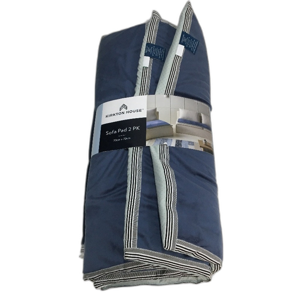 Kirkton House 3 Pack Velvet Linen-Look Navy Blue Square Sofa Pad 70cm x 70cm