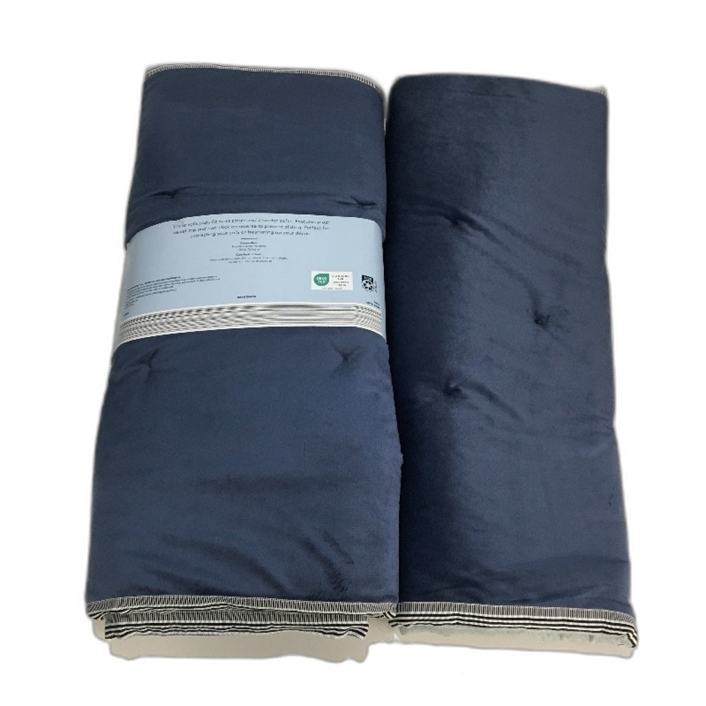 Kirkton House 3 Pack Velvet Linen-Look Navy Blue Square Sofa Pad 70cm x 70cm