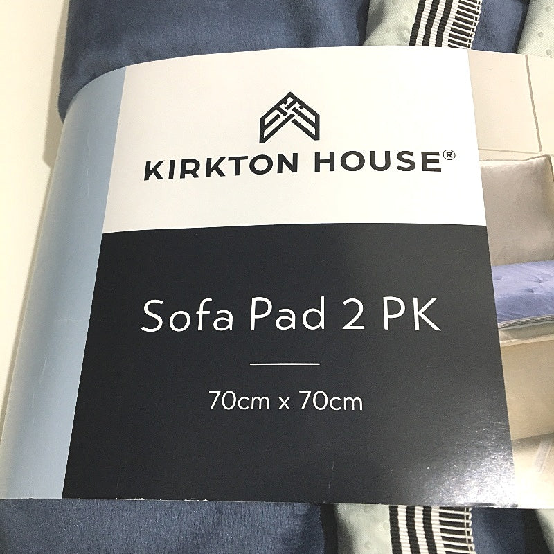 Kirkton House 3 Pack Velvet Linen-Look Navy Blue Square Sofa Pad 70cm x 70cm