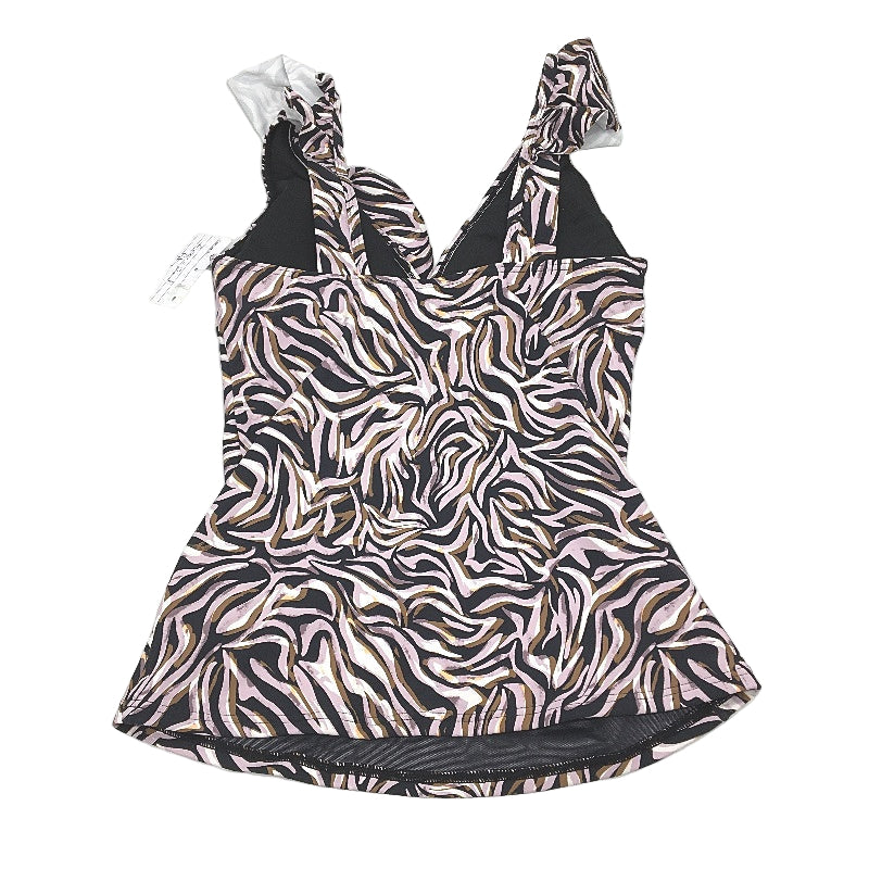 Myer Black & Purple Patterned Padded Swim Top Ruffle Strap Ladies Size 10