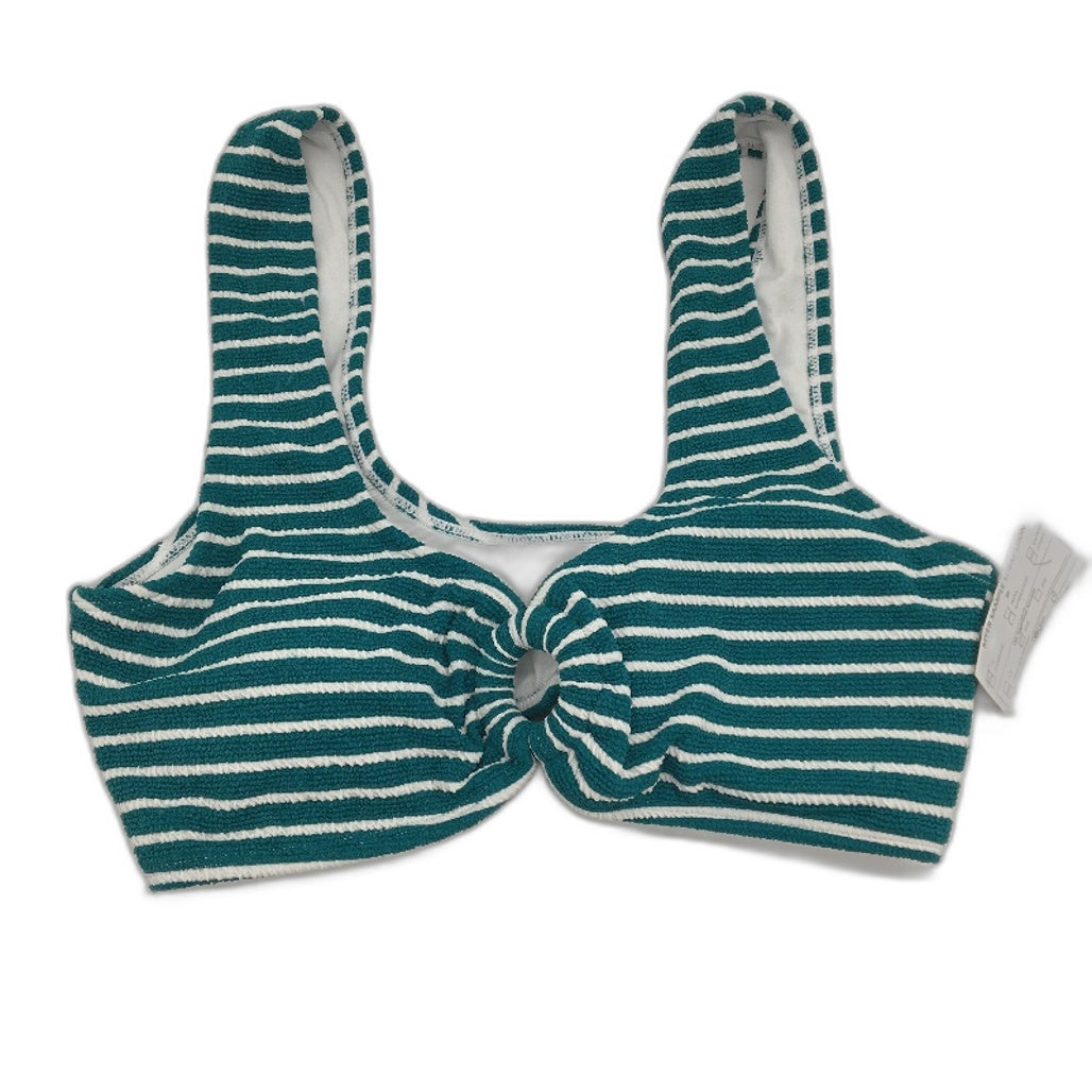 Myer Teal & White Striped Padded Bikini Top Textured Swim Top Ladies Size 10
