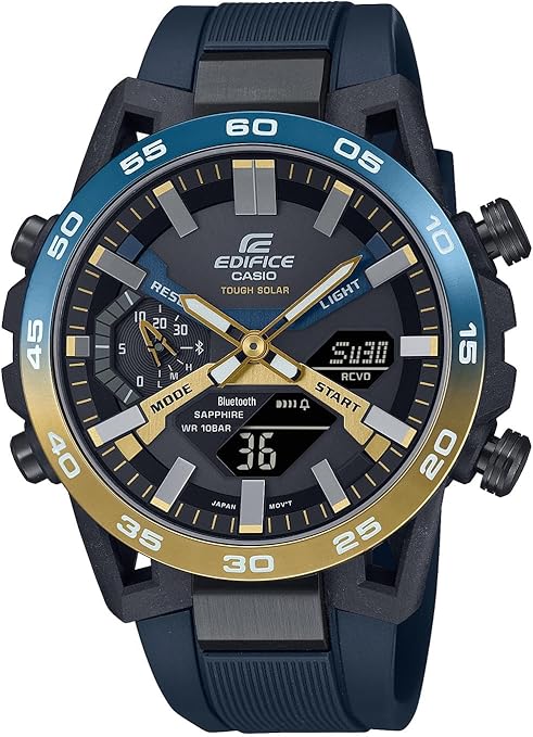 Casio Edifice Tough Solar Powered Bluetooth Men's Black & Navy Watch - ECB-2000