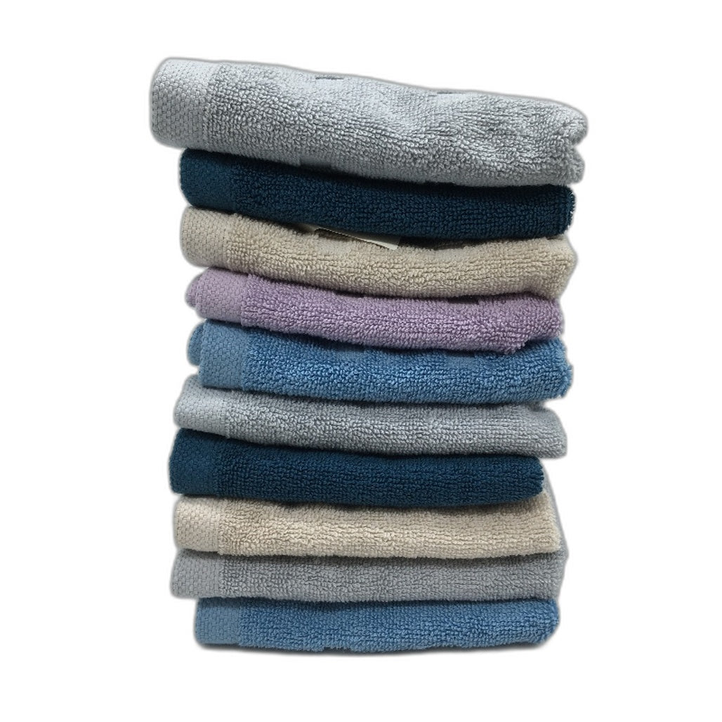 Kirkton House Square Patterned 10 Piece Mutlicoloured Luxe Face Washers Pack NEW