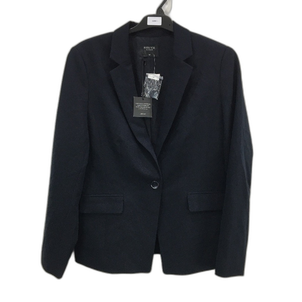 Jacqui E Suits You Black Button Up Lightweight Blazer Ladies Size 14 NEW