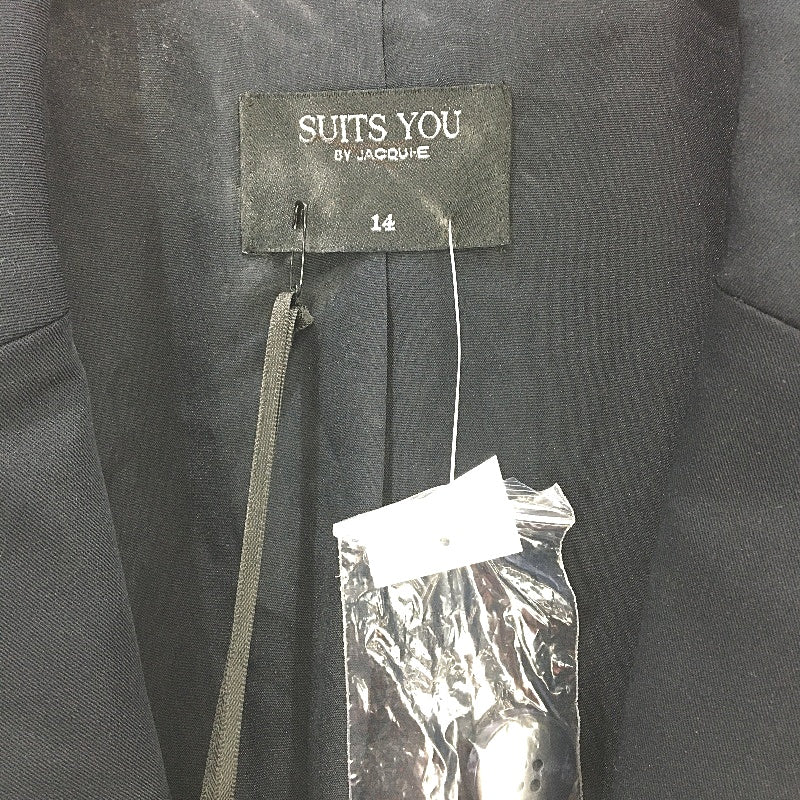 Jacqui E Suits You Black Button Up Lightweight Blazer Ladies Size 14 NEW