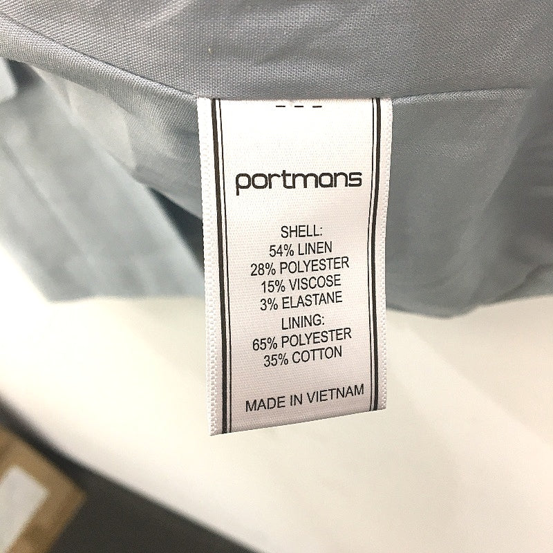 Portmans Skyway Blue Rolled Up Sleeve Linen Blend Blazer Ladies Size 10 NEW