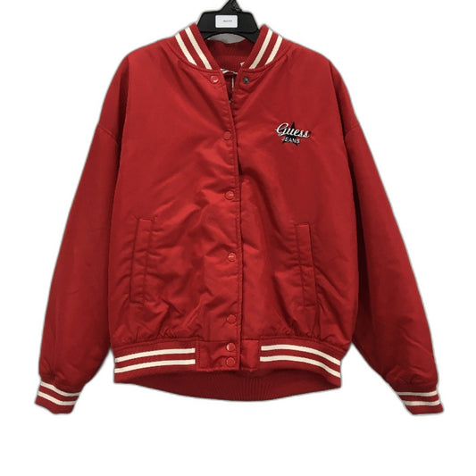 Guess Jeans Rusby Red Embroidered Logo Bomber Jacket Ladies Size M NEW