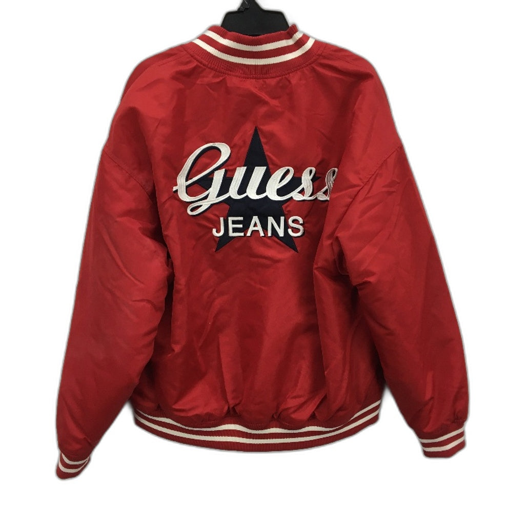Guess Jeans Rusby Red Embroidered Logo Bomber Jacket Ladies Size M NEW
