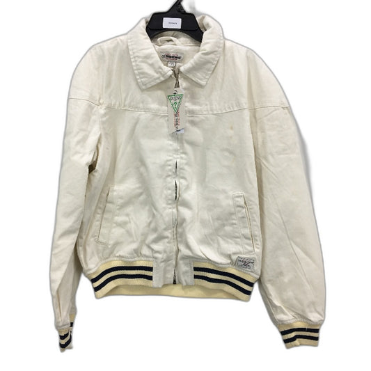 Guess Jeans Full Zip Sandy Cream Light Denim Bomber Jacket Ladies Size S NEW