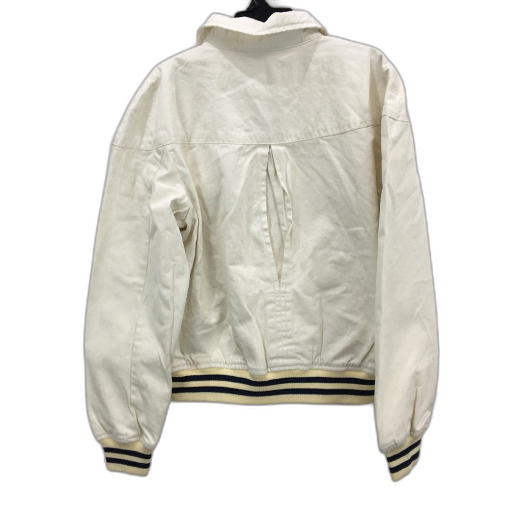 Guess Jeans Full Zip Sandy Cream Light Denim Bomber Jacket Ladies Size S NEW