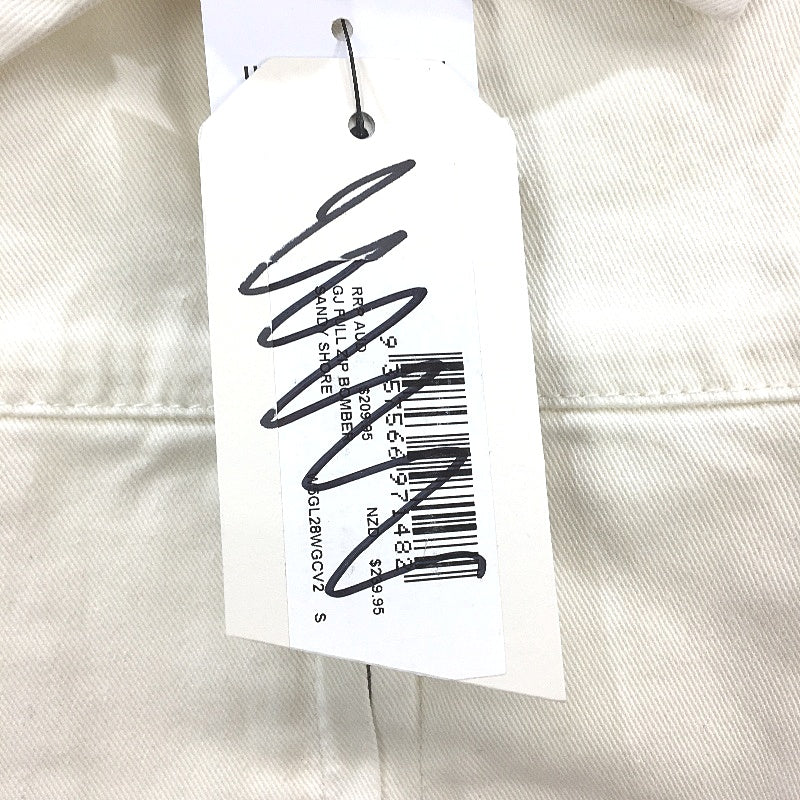 Guess Jeans Full Zip Sandy Cream Light Denim Bomber Jacket Ladies Size S NEW