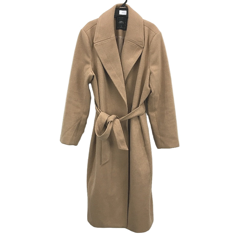 Jacqui E Tan Longline Winter Outerwear Belted Button Up Coat Ladies Size 16