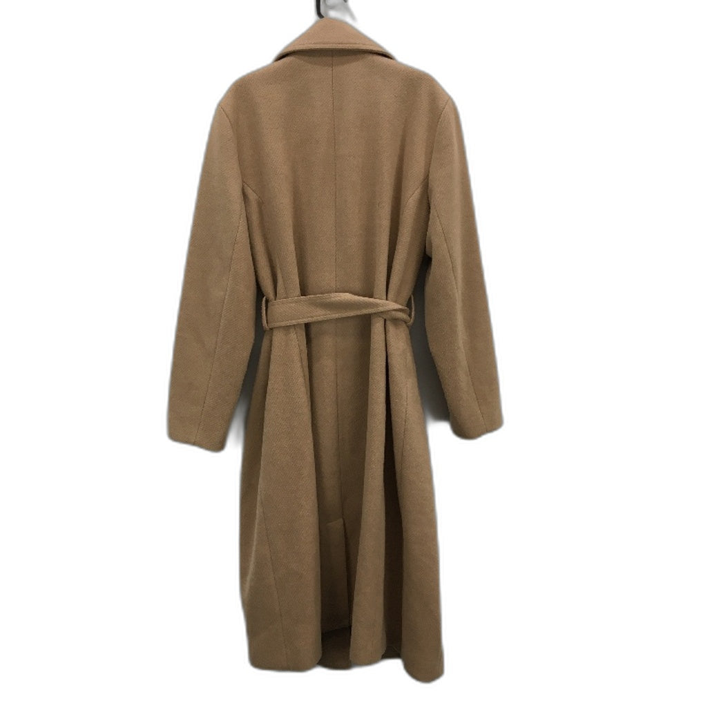 Jacqui E Tan Longline Winter Outerwear Belted Button Up Coat Ladies Size 16