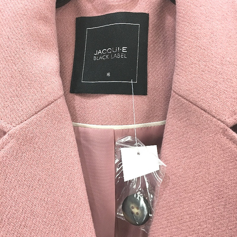 Jacqui E Dusky Pink Single Breasted Outerwear Over Coat Ladies Size 16 NEW
