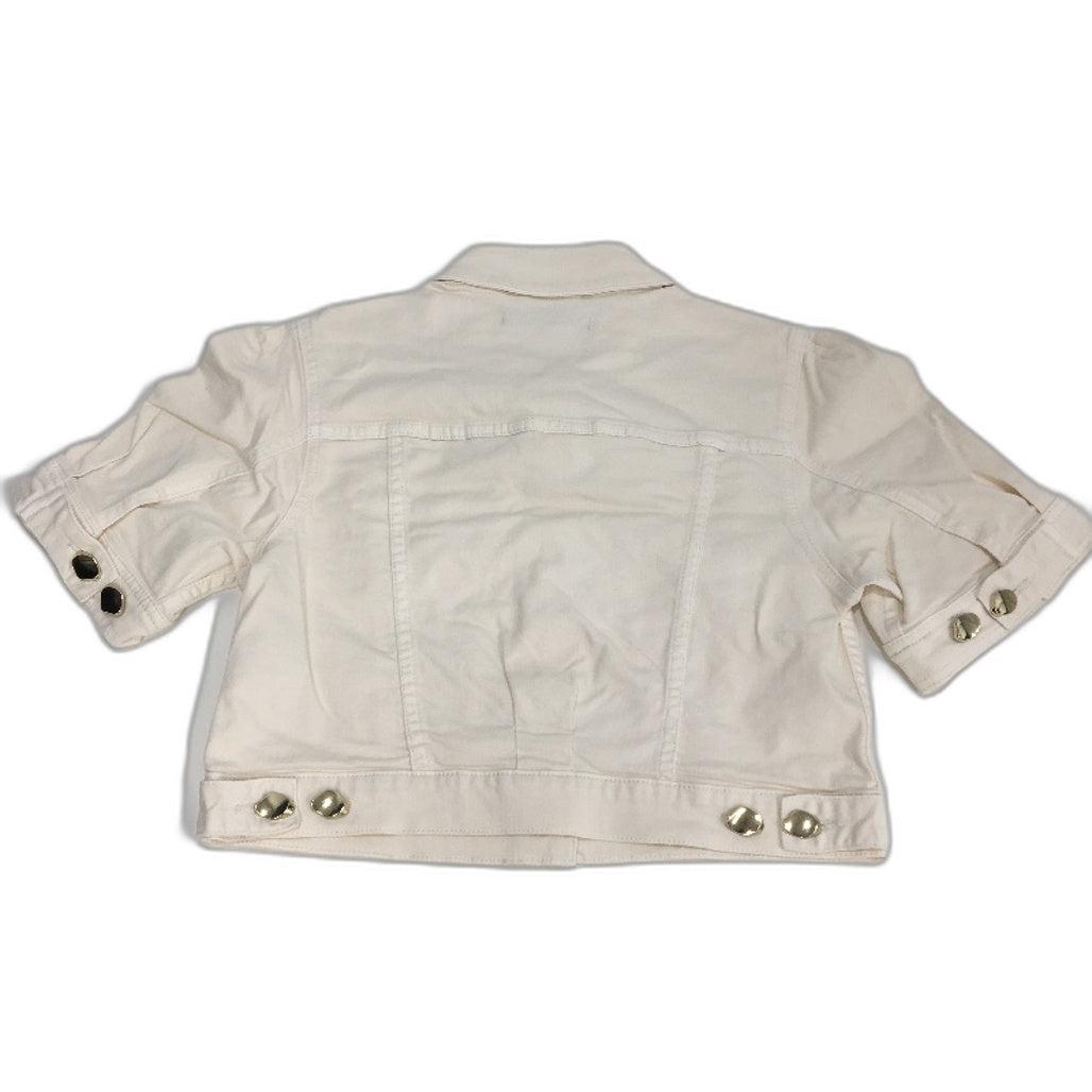 Portmans Cream Cotton Cropped Denim Button Up Short Sleeve Top Ladies Sze 12 NEW