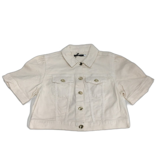 Portmans Cream Cotton Cropped Denim Button Up Short Sleeve Top Ladies Sze 18 NEW