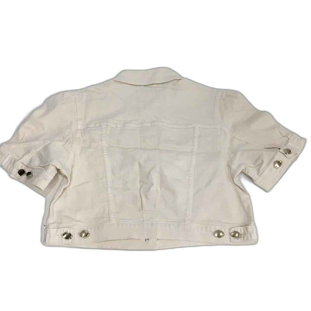 Portmans Cream Cotton Cropped Denim Button Up Short Sleeve Top Ladies Sze 18 NEW