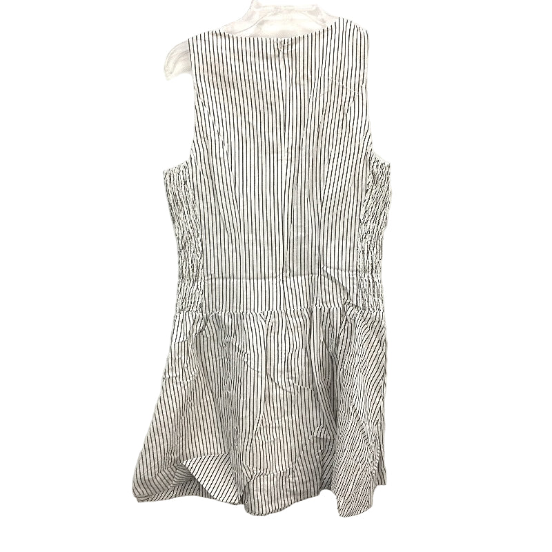 Portmans Fudge Stripe Linen Blend Ruched Sides Bubble Skirted Dress Size 6 NEW