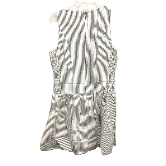 Portmans Fudge Stripe Linen Blend Ruched Sides Bubble Skirted Dress Size 6 NEW