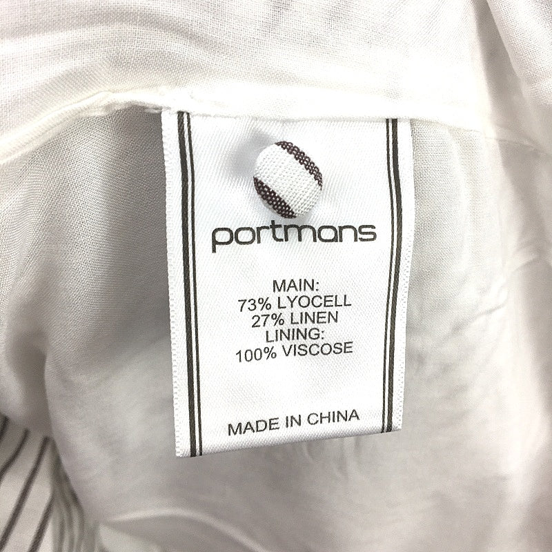 Portmans Fudge Stripe Linen Blend Ruched Sides Bubble Skirted Dress Size 6 NEW