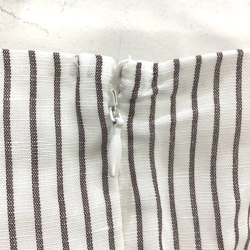 Portmans Fudge Stripe Linen Blend Ruched Sides Bubble Skirted Dress Size 8 NEW