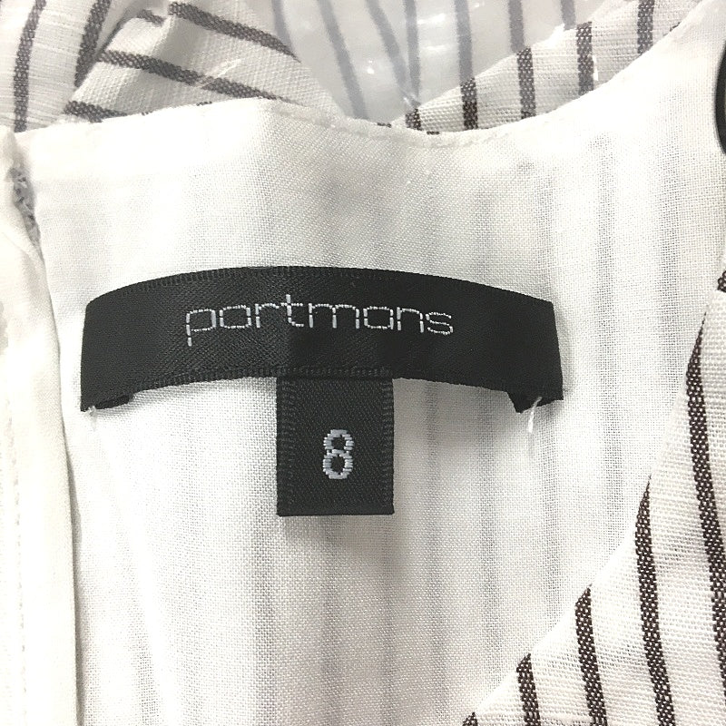 Portmans Fudge Stripe Linen Blend Ruched Sides Bubble Skirted Dress Size 8 NEW