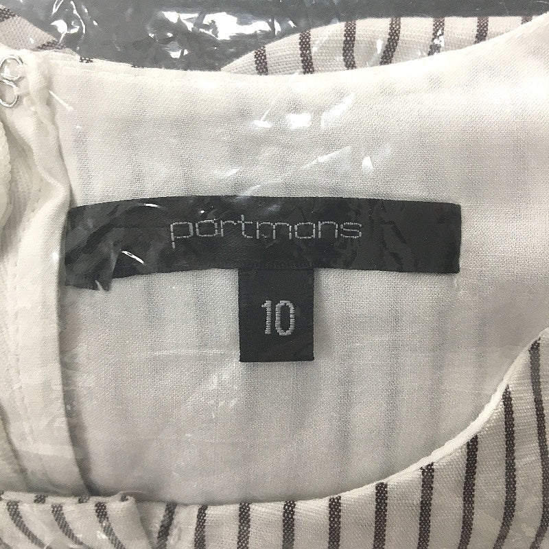 Portmans Fudge Stripe Linen Blend Ruched Sides Bubble Skirted Dress Size 10 NEW