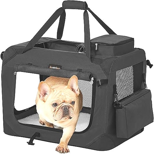 Feandrea Black Collapsible Pet Carrier Soft Dog Travel Crate Indoor Outdoor NEW