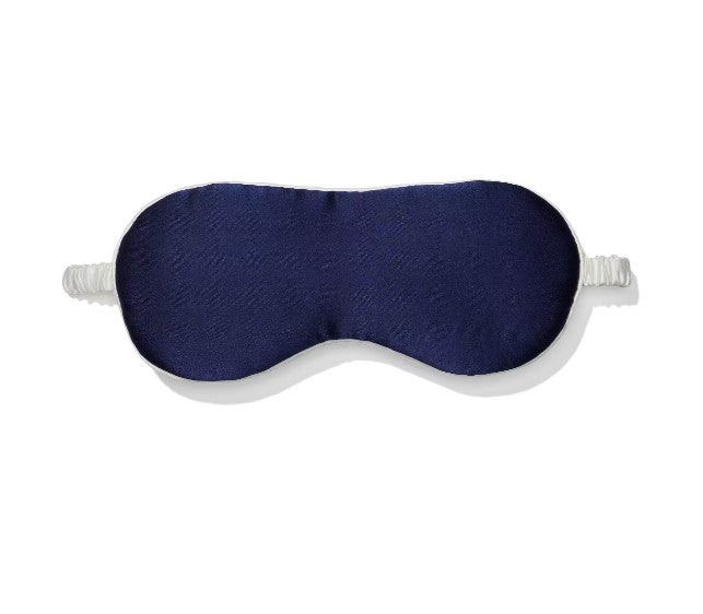 Peter Alexander Navy Mulberry Silk Long Sleeve Pyjama & Eye Mask Set Womens Sz M