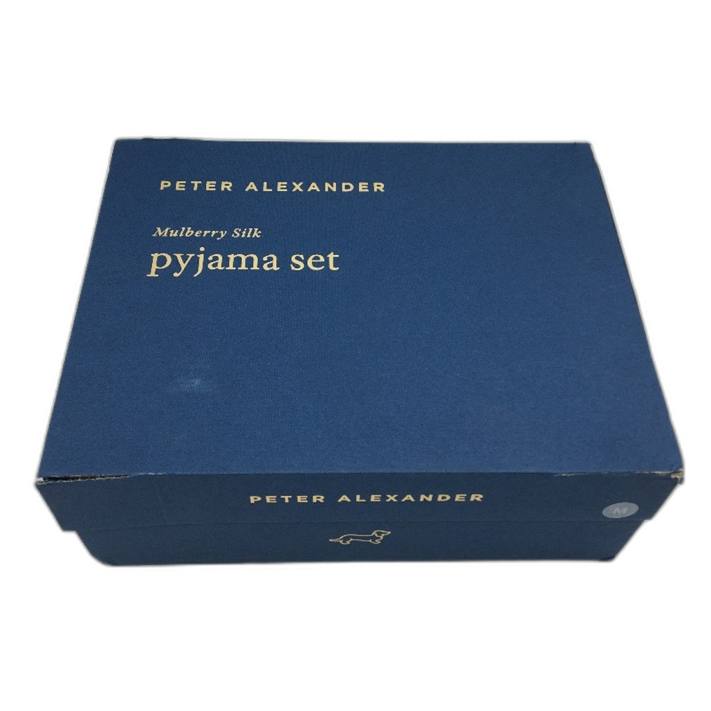 Peter Alexander Navy Mulberry Silk Long Sleeve Pyjama & Eye Mask Set Womens Sz M