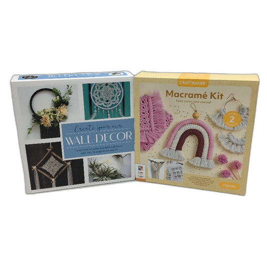 Hinkler 2 Pack DIY Bundle Create Your Own Wall Decor & Macrame Kit With Books