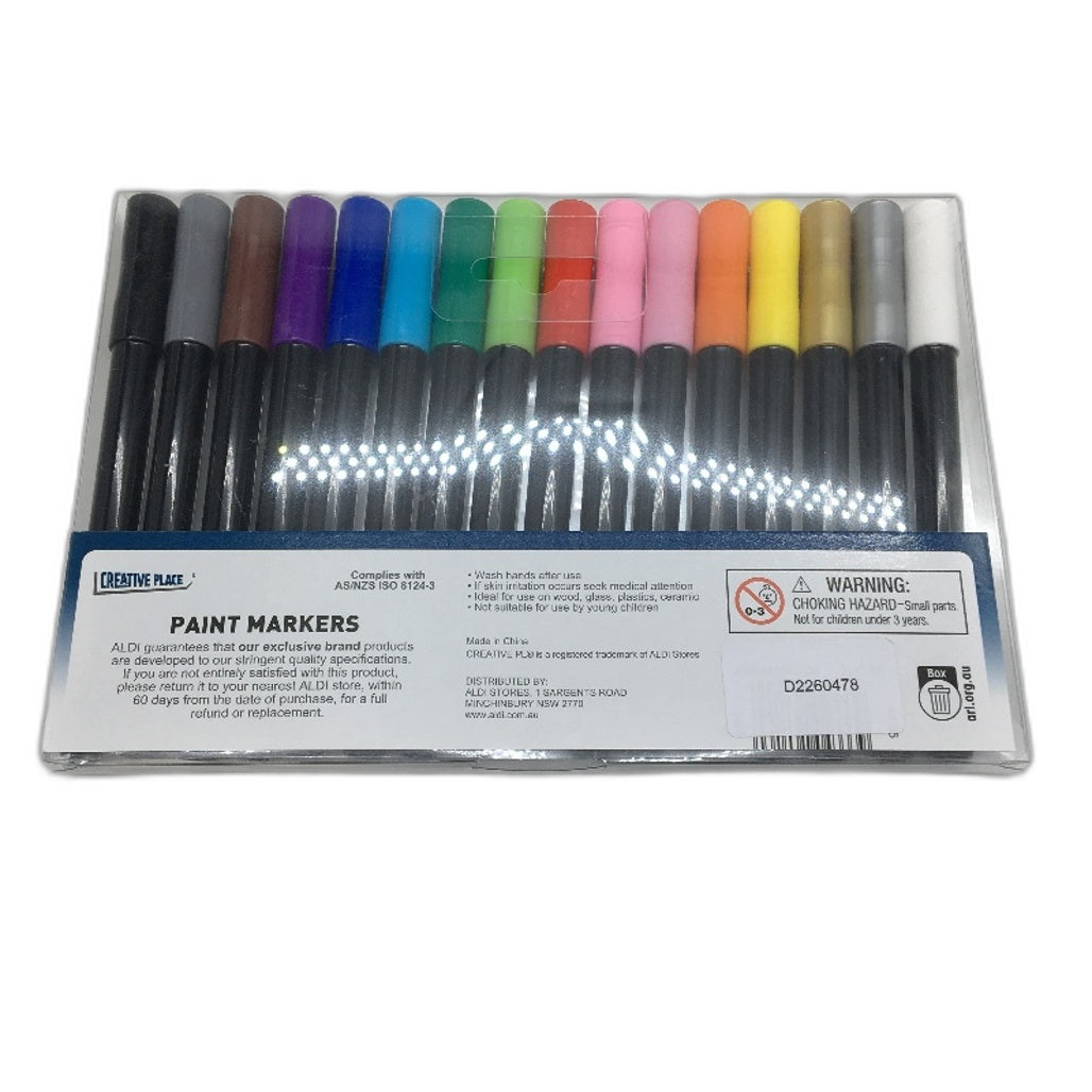 CreativePlace Acrylic Bullet Head Paint Markers 16 Colours Water Based Non Toxic