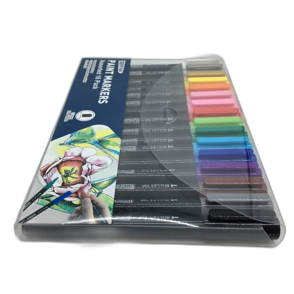 CreativePlace Acrylic Bullet Head Paint Markers 16 Colours Water Based Non Toxic