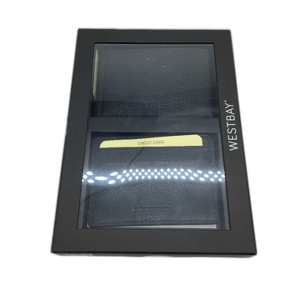 Westbay Genuine Leather Mens Wallet & Card Holder RFID Safe Gift Set Box Black