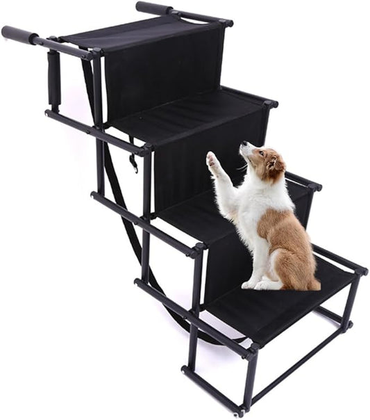 Folding 4 Tier Steps Stairs Sturdy Portable Ramp For Small Pets Dogs Cats NEW