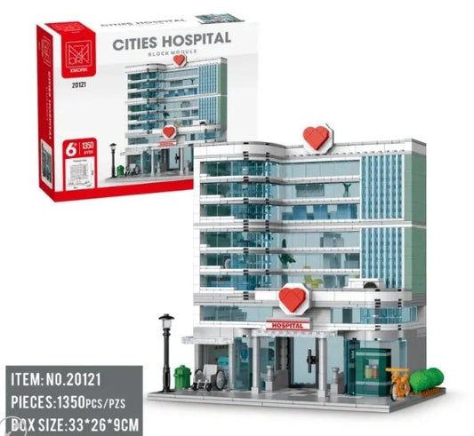 XMORK 20121 Cities Hospital Building Blocks Module W LED Light 1350PCS Age6+ NEW