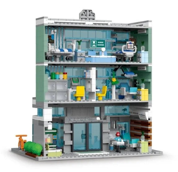 XMORK 20121 Cities Hospital Building Blocks Module W LED Light 1350PCS Age6+ NEW