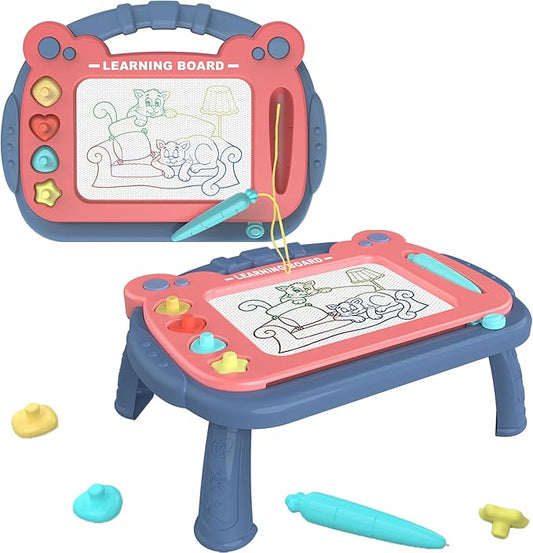 Magnetic Drawing Doodle Board With Stamps & Legs Kids Toddlers Toys Age 3+ NEW