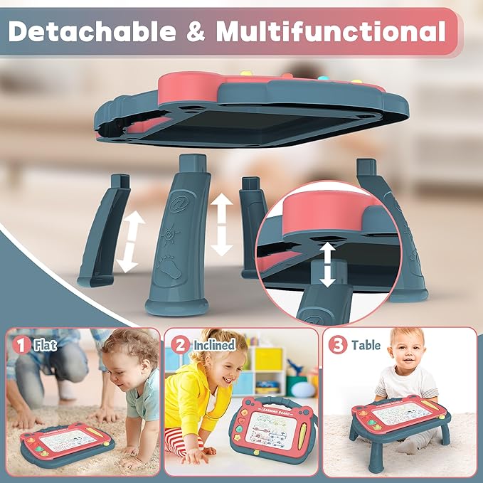 Magnetic Drawing Doodle Board With Stamps & Legs Kids Toddlers Toys Age 3+ NEW