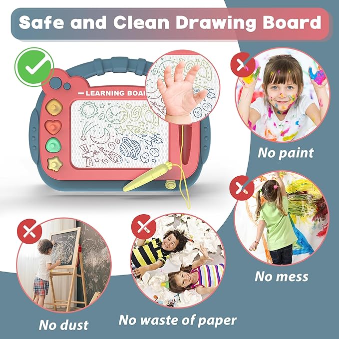 Magnetic Drawing Doodle Board With Stamps & Legs Kids Toddlers Toys Age 3+ NEW