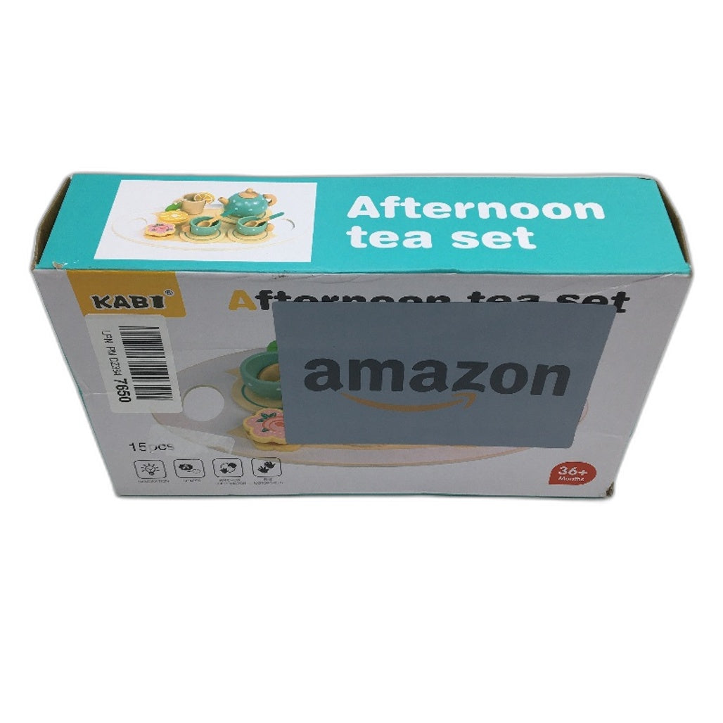 KABI Afternoon Tea Cup Playset 15PCS Wooden Pretend Play Food Toy Set Age 3+ NEW