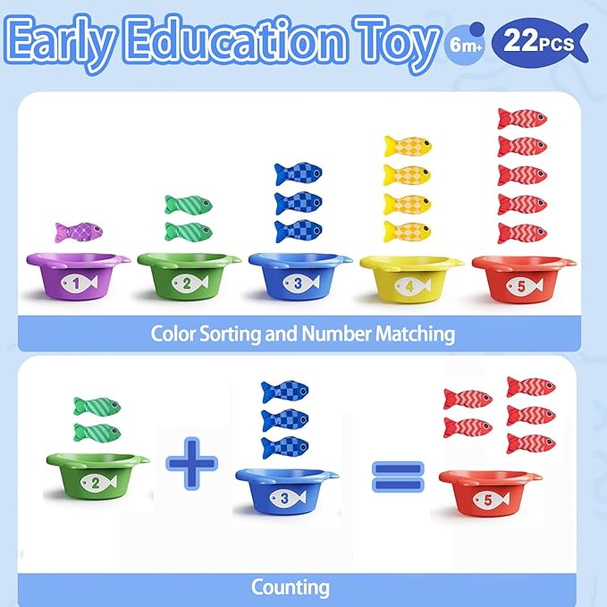 Fish Pond Fishing Game Soft Sensory Montessori Toys & Stacking Cups Age 6M+ NEW