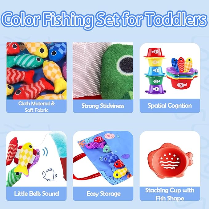 Fish Pond Fishing Game Soft Sensory Montessori Toys & Stacking Cups Age 6M+ NEW