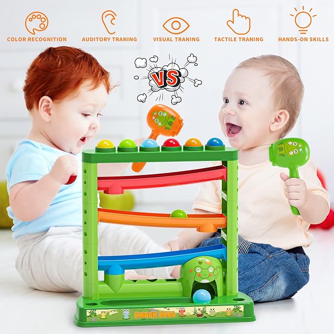 Pound A Ball Interactive Montessori Toy Includes 12 Balls & 2 Hammers Age 3  NEW
